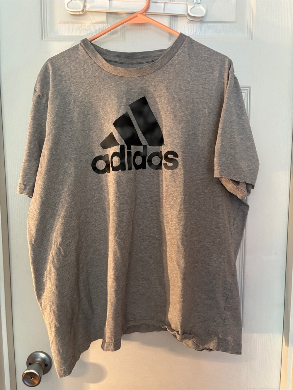 adidas Gray Short Sleeve Tee with Black Logo Graphic